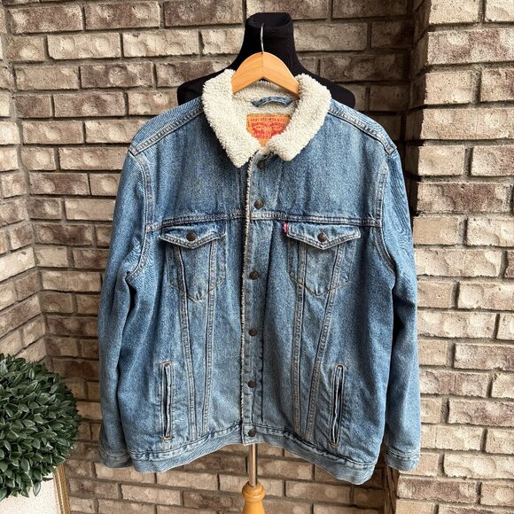 LEVI STRAUSS DENIM SHERPA TRUCKER JACKET MEN'S XXL